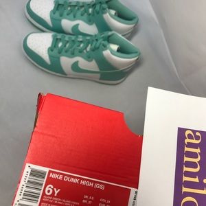 Nike Shoes | New Youth Dunk High Gs Size 6y Island Green Nike Dunk High White 2017 (GS) 921797 100